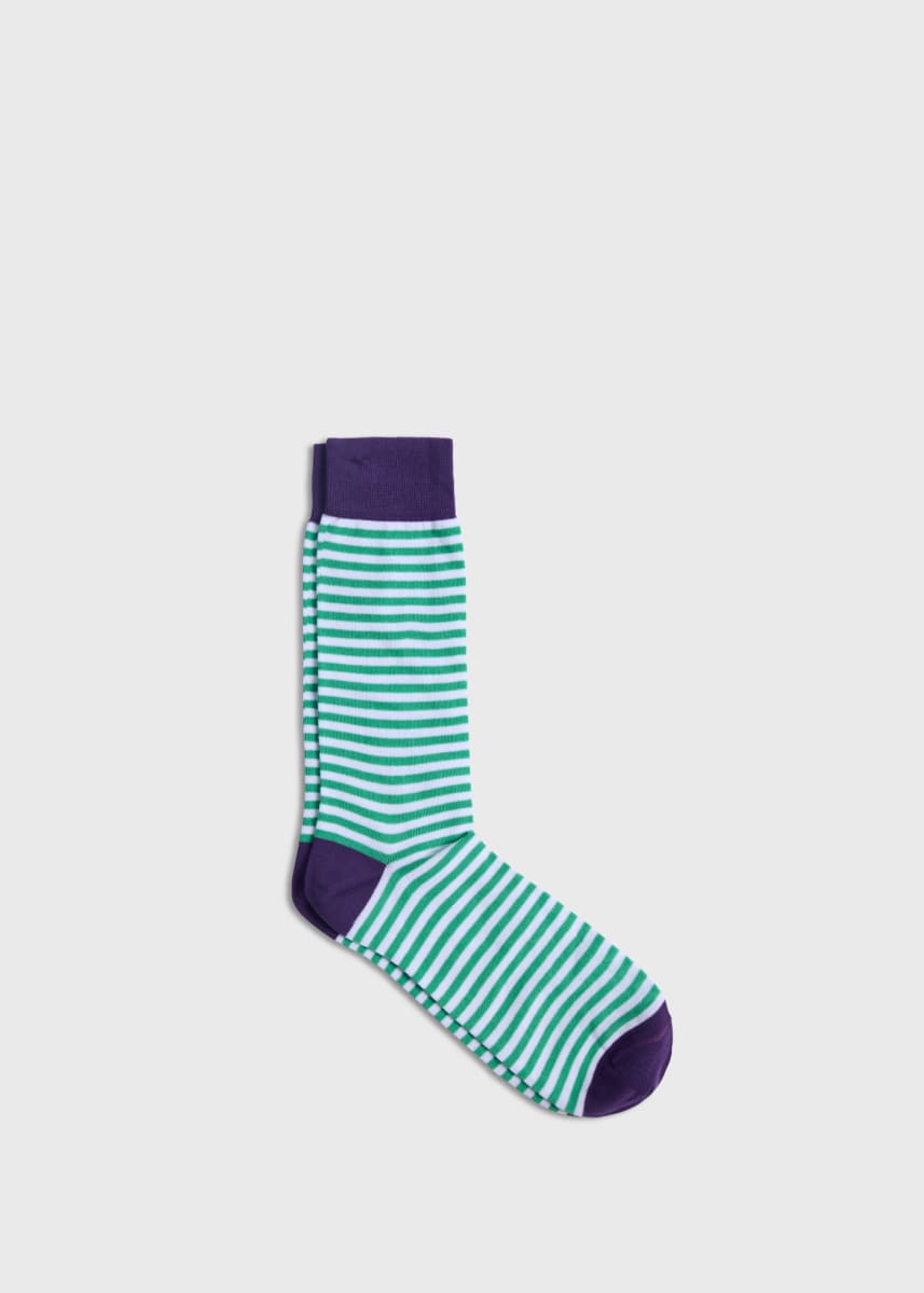 Cotton Stripe Sock - Green