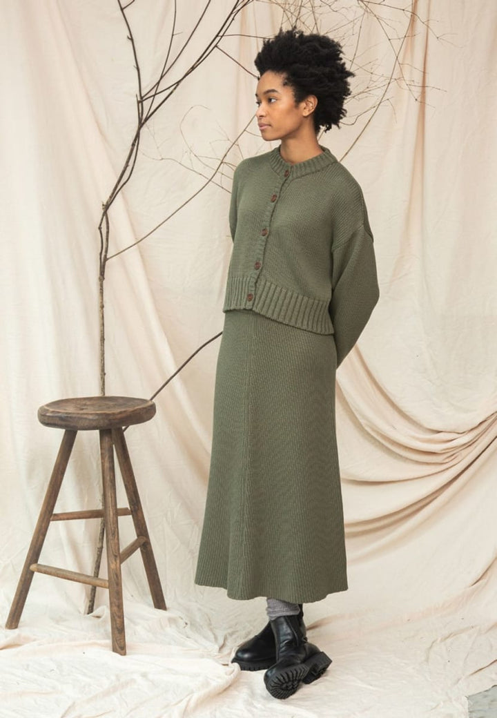 Sugi Organic Cotton Knitted Cardigan - Soft Khaki