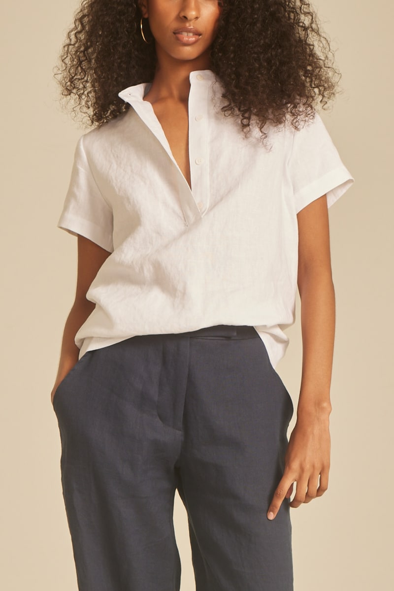 Popover Linen Shirt - White