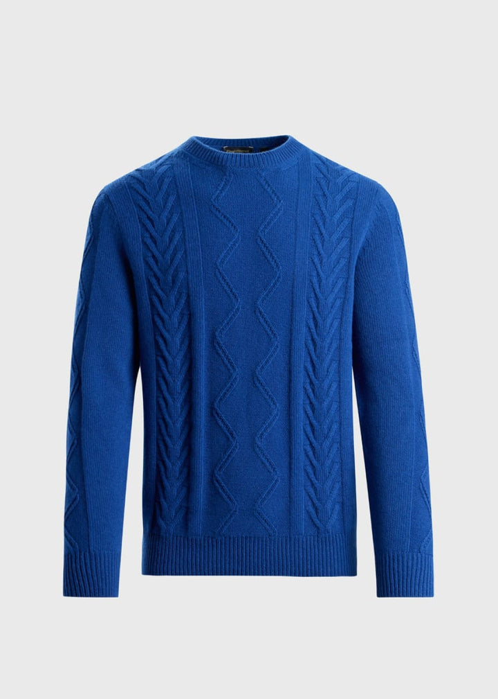 Cable Crewneck Pullover - Blue - Sweater