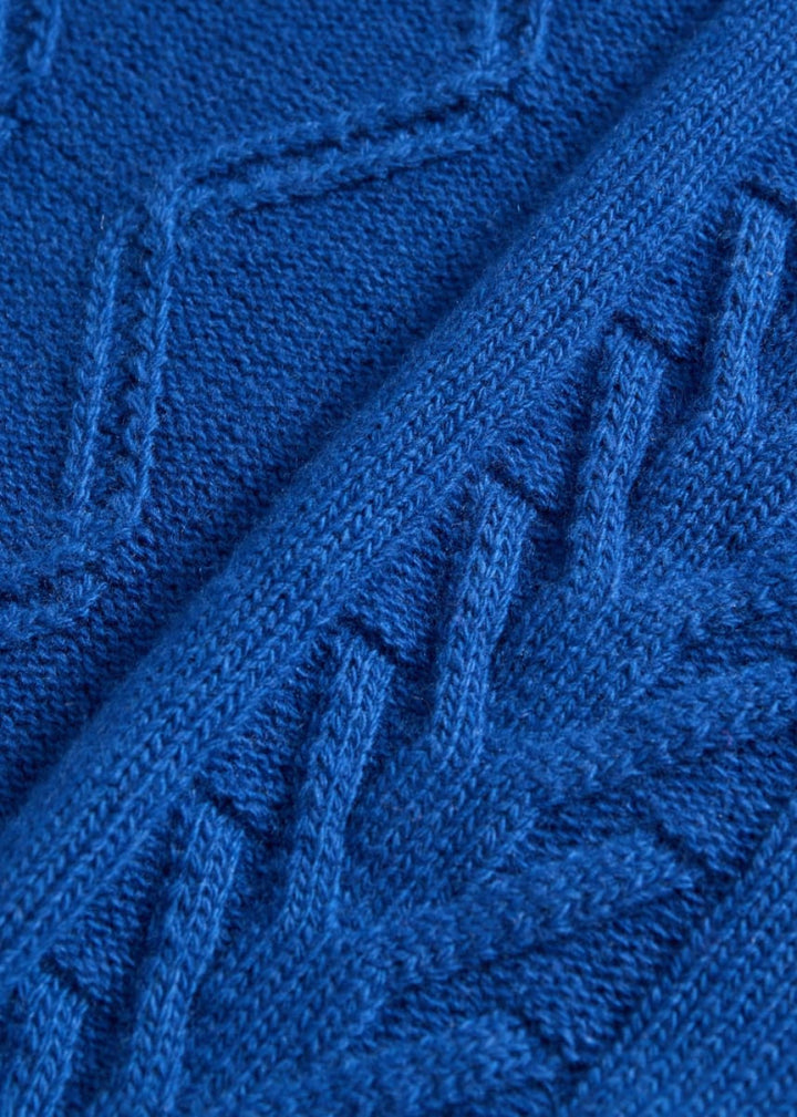 Cable Crewneck Pullover - Blue - Sweater