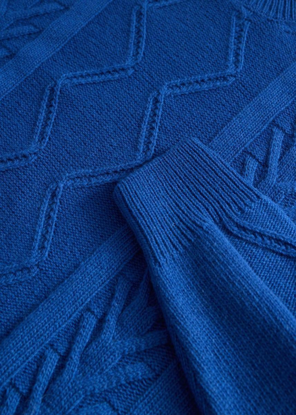Cable Crewneck Pullover - Blue - Sweater
