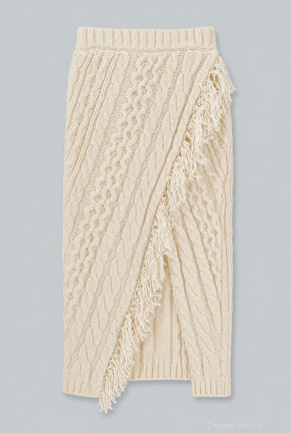 Cableknit Sweater Skirt - Ivory - Skirt