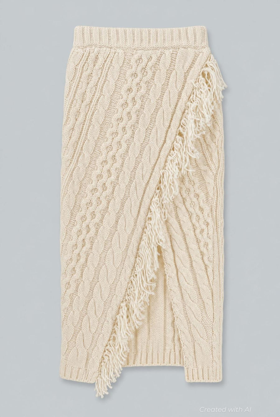 Cableknit Sweater Skirt - Ivory - Skirt