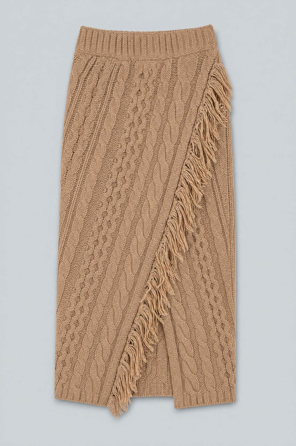 Cableknit Sweater Skirt - Tan - Skirt