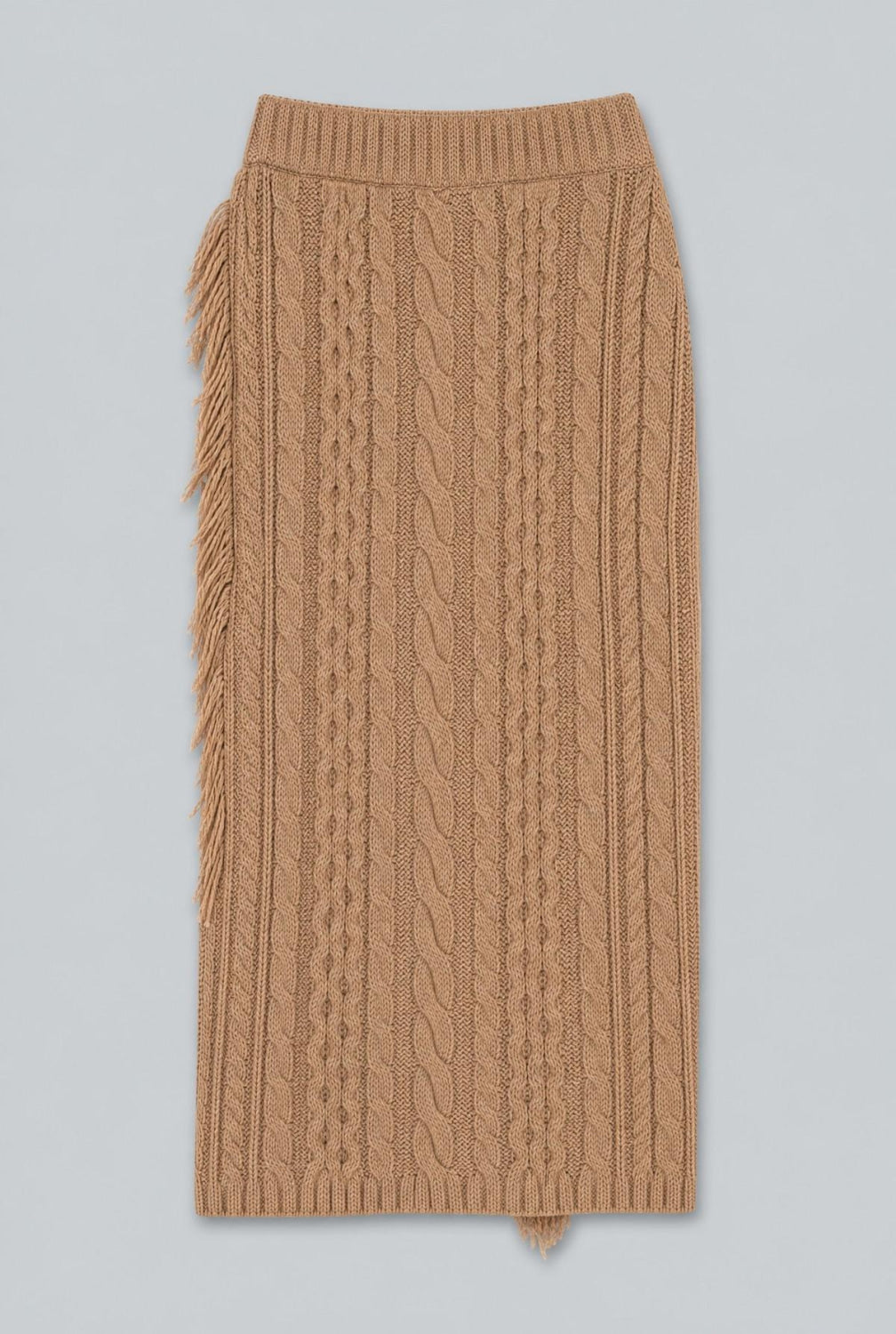 Cableknit Sweater Skirt - Tan - Skirt