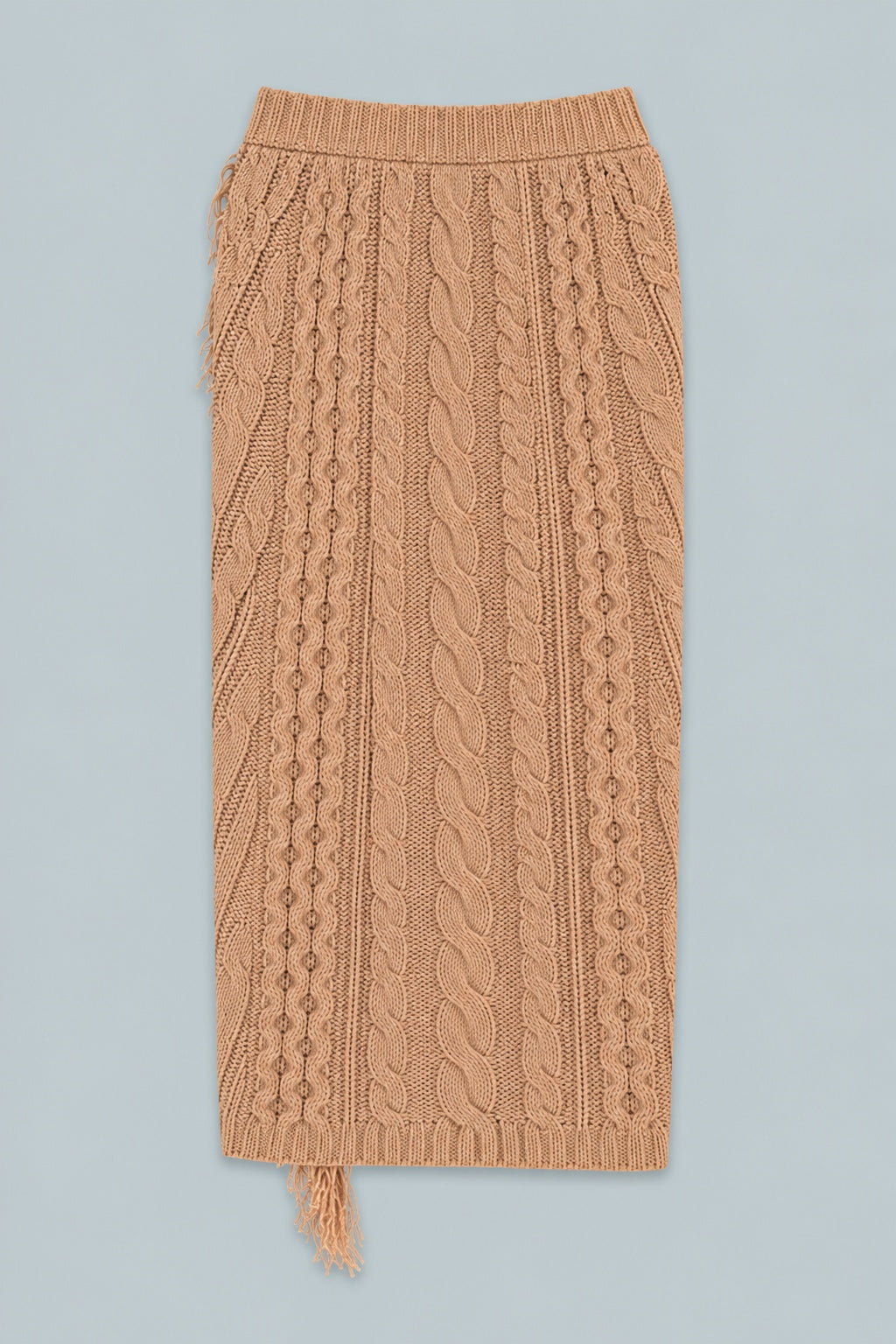 Cableknit Sweater Skirt - Tan