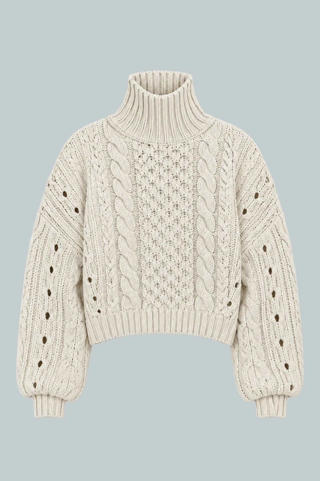 Cableknit Turtleneck Sweater - Ivory