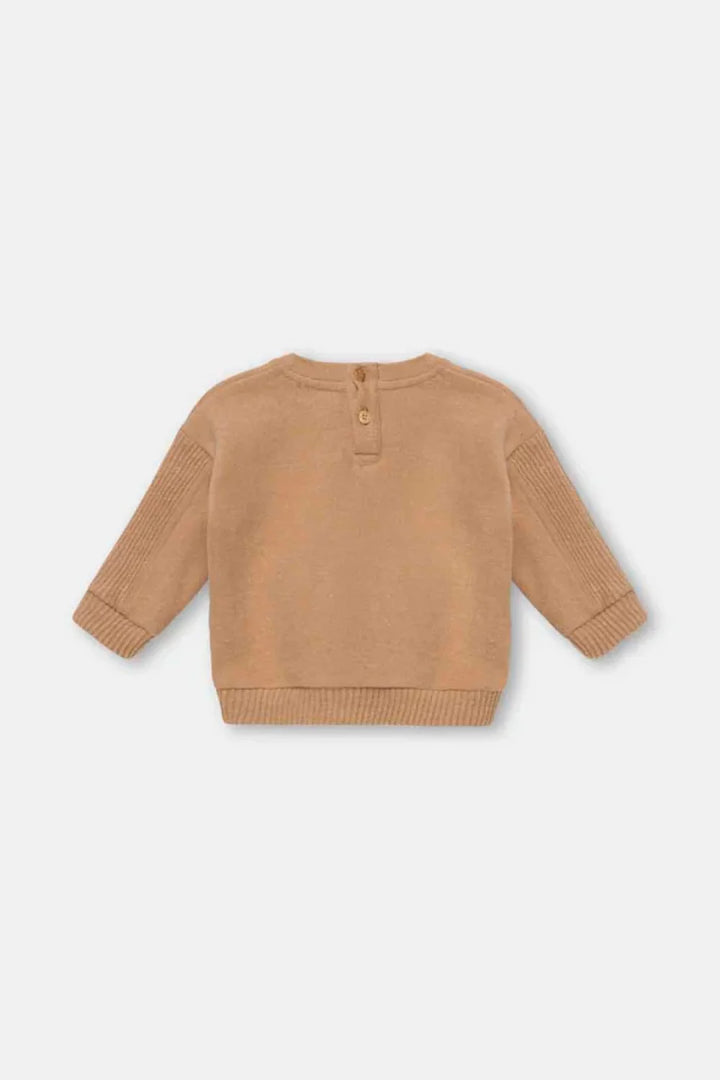 Camel organic knit baby sweater - Camel - Sweater