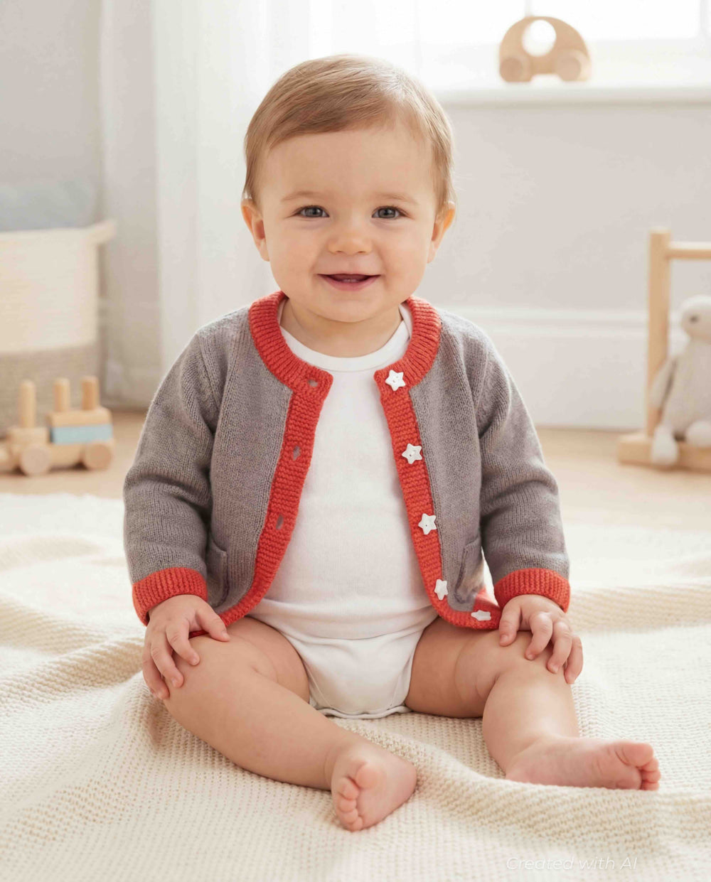 Camelia Cardigan - Beige/orange - Cardigan
