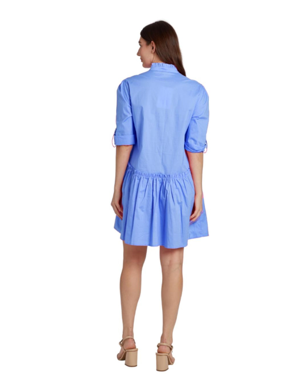 Cammie Ruffle Shirt Dress - French Blue - Button Down Shirt