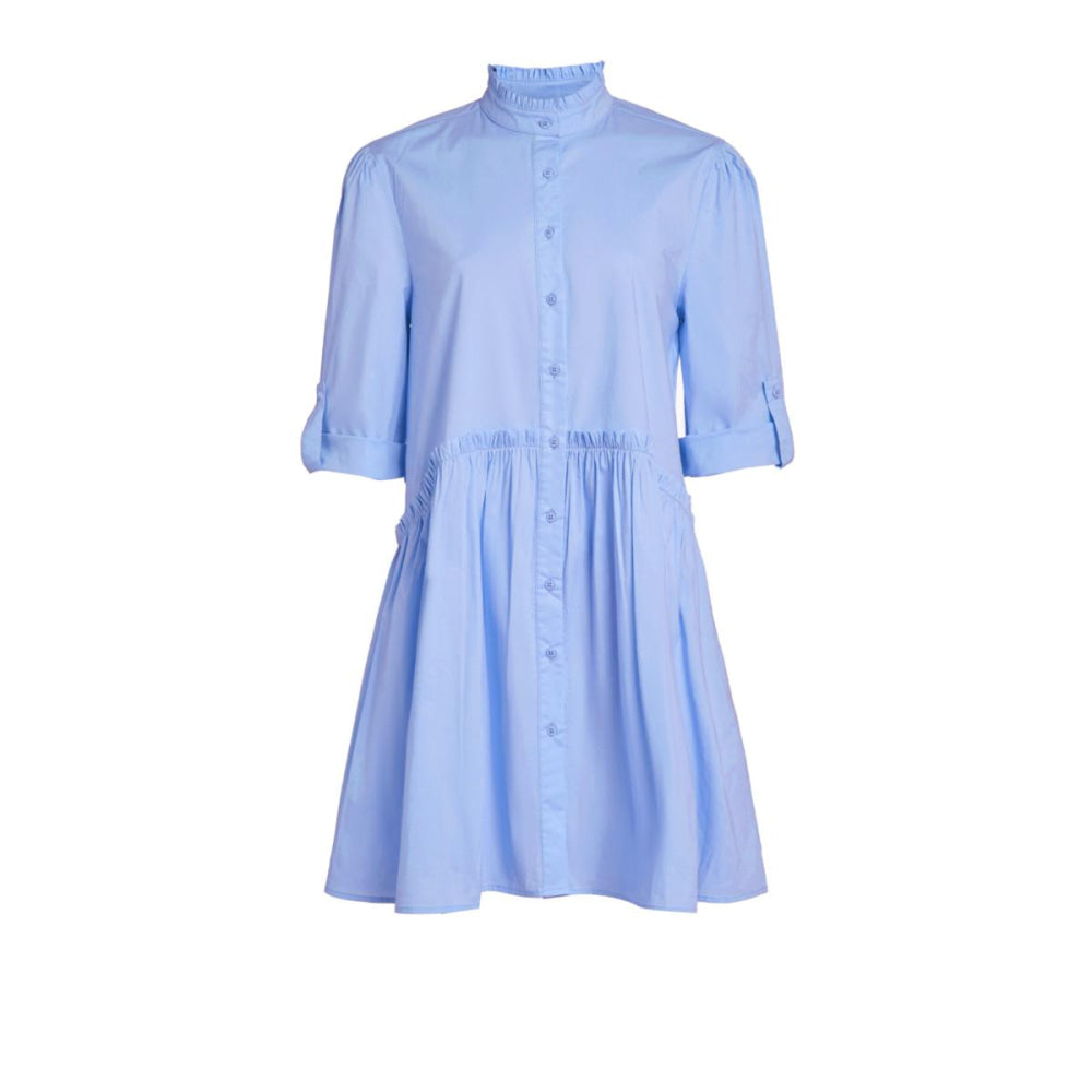Cammie Ruffle Shirt Dress - French Blue - Button Down Shirt