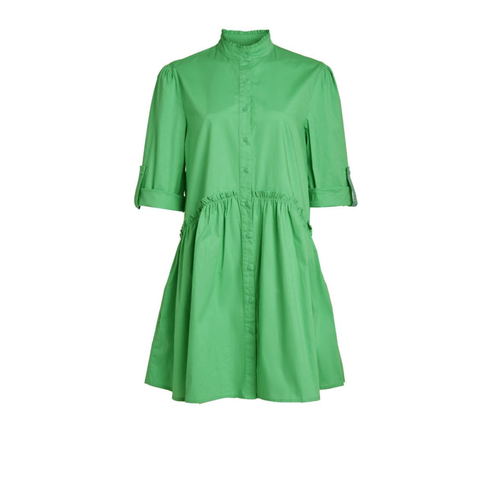Cammie Ruffle Shirt Dress - Garden Green - Dresses