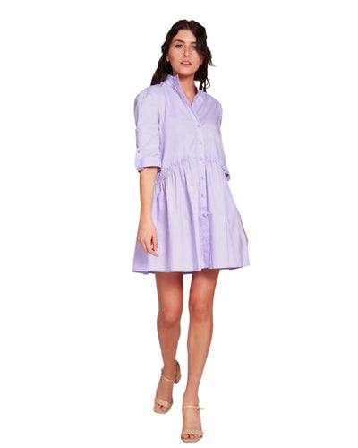 Cammie Ruffle Shirt Dress - Lavender - Dresses