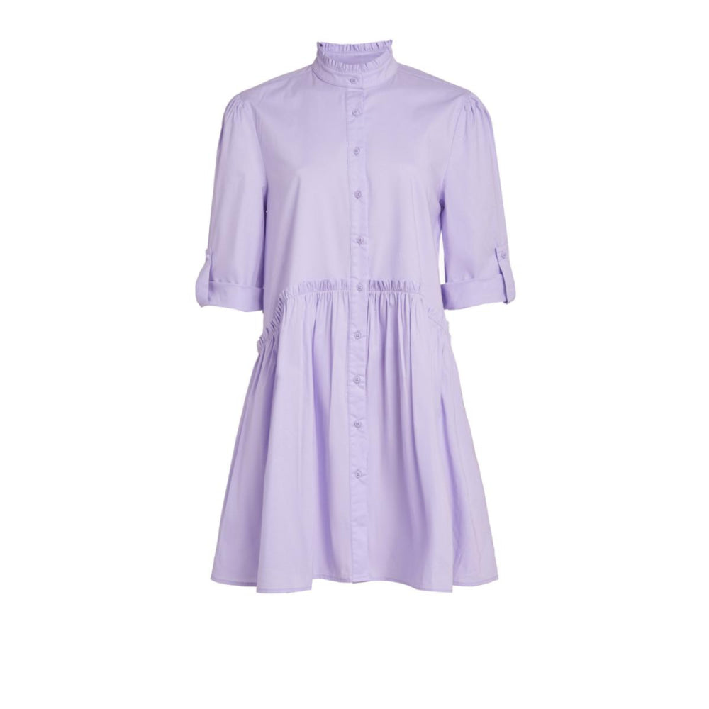 Cammie Ruffle Shirt Dress - Lavender - Dresses
