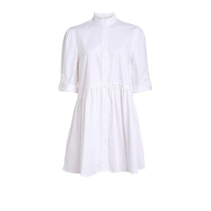 Cammie Ruffle Shirt Dress - White - Dresses