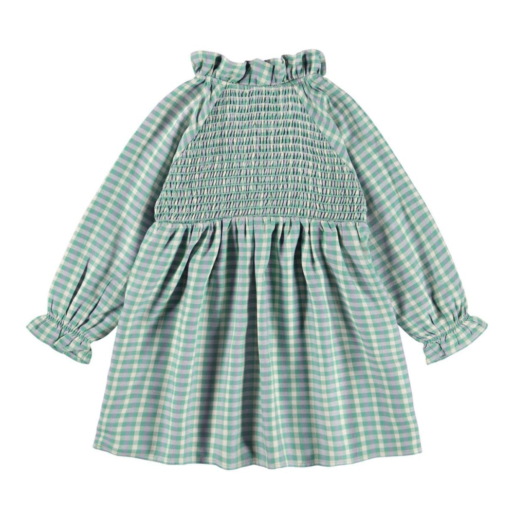 Campa Dress Long Sleeve - Menthe Gingham - 12M (80cm) - Dresses