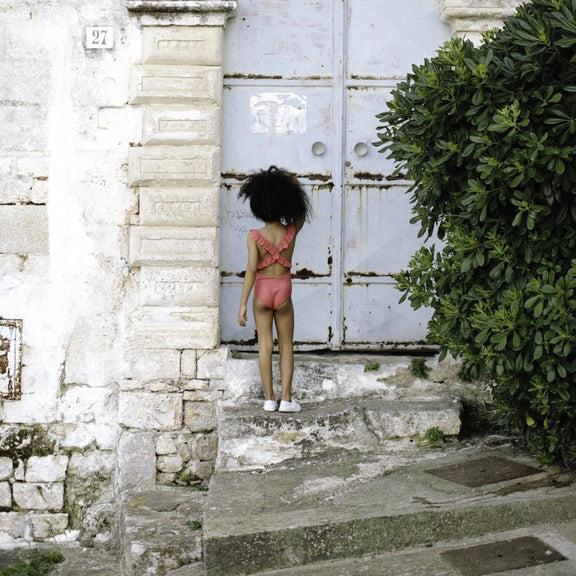 Alba Ruffled One-Piece Swimsuit - Vichy Red