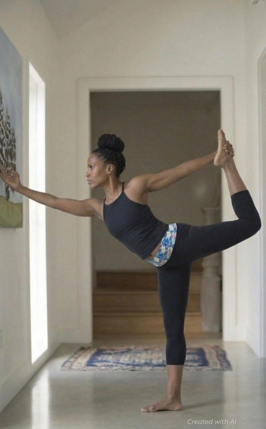 Capri Pilates/Yoga Pant - Black Print - Leggings