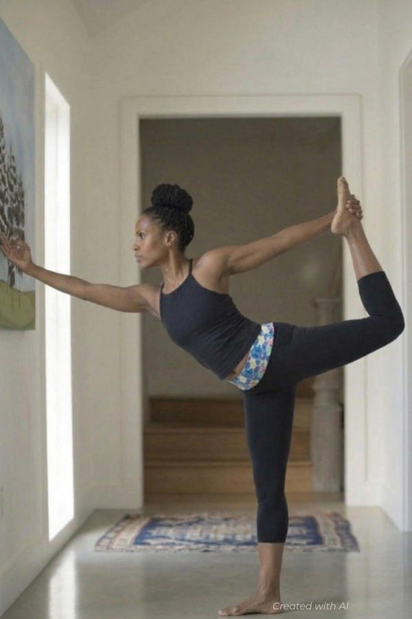 Capri Pilates/Yoga Pant - Black Print - Leggings