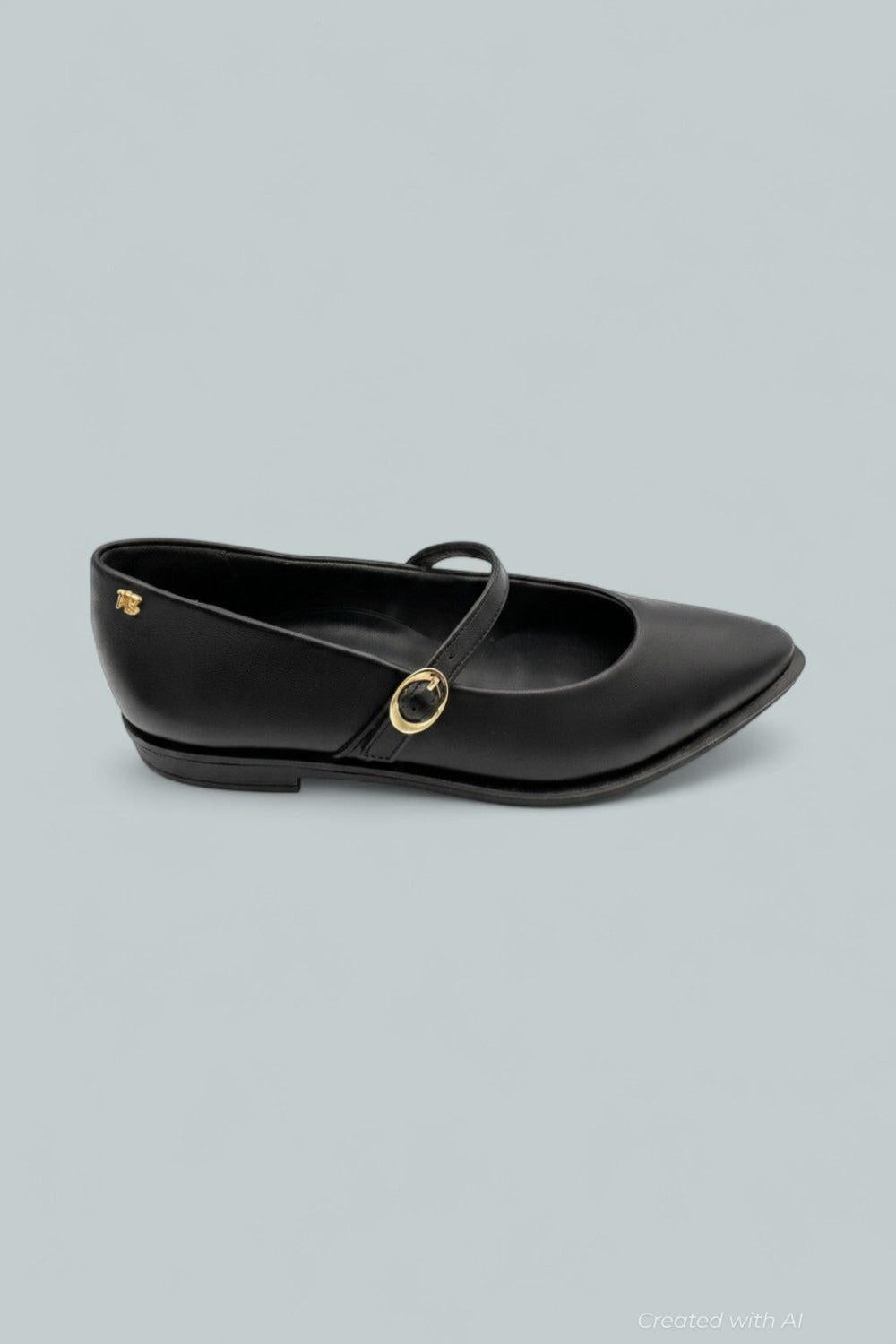 Carla Mary Jane Flats - Black Soft Nappa - 6.5 - Flats