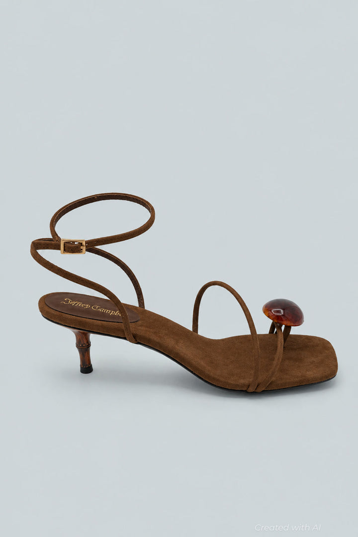 Carnelian Suede Ankle Strap Sandals - Espresso Suede - 8 - Sandals