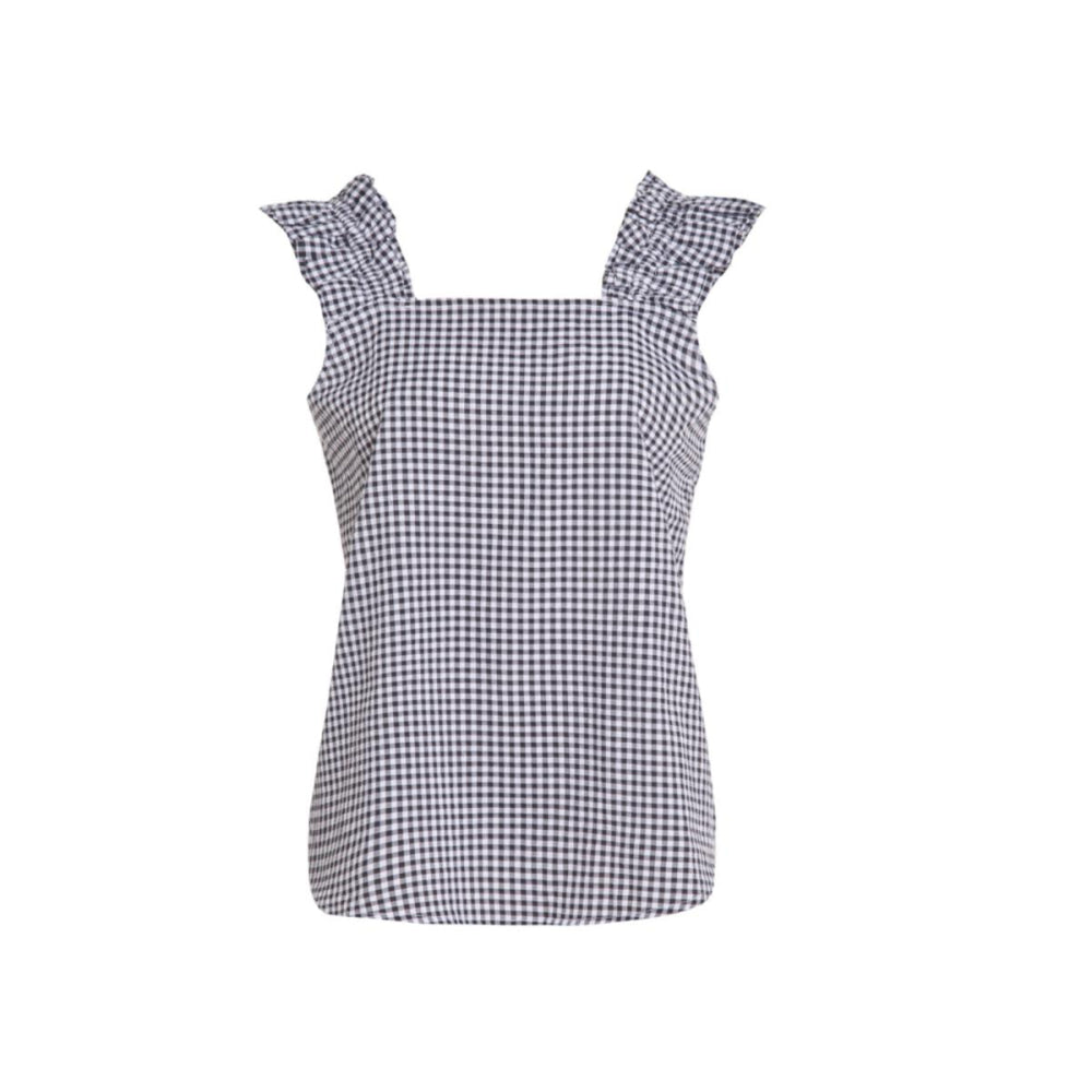 Caroline Ruffle Sleeveless Top - Black - Tank Top