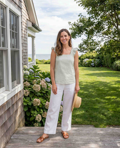 Caroline Ruffle Sleeveless Top - Mint - Shirt