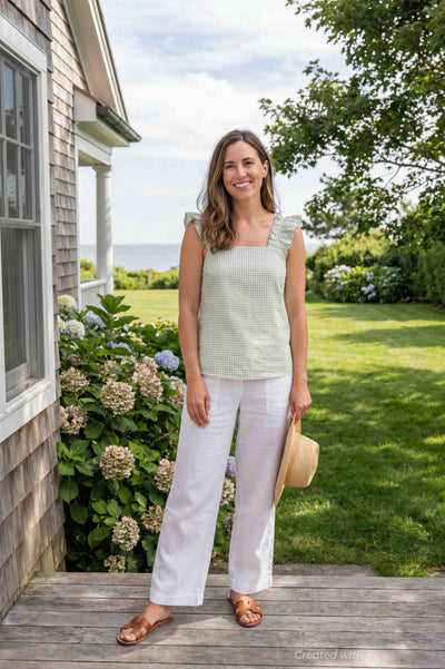 Caroline Ruffle Sleeveless Top - Mint - Shirt