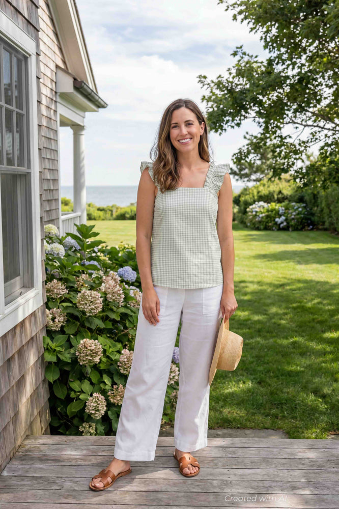 Caroline Ruffle Sleeveless Top - Mint - Shirt