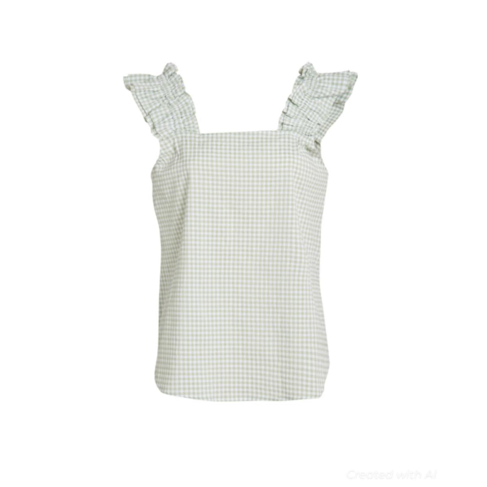 Caroline Ruffle Sleeveless Top - Mint - Shirt