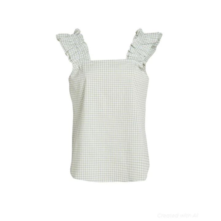 Caroline Ruffle Sleeveless Top - Mint - Shirt