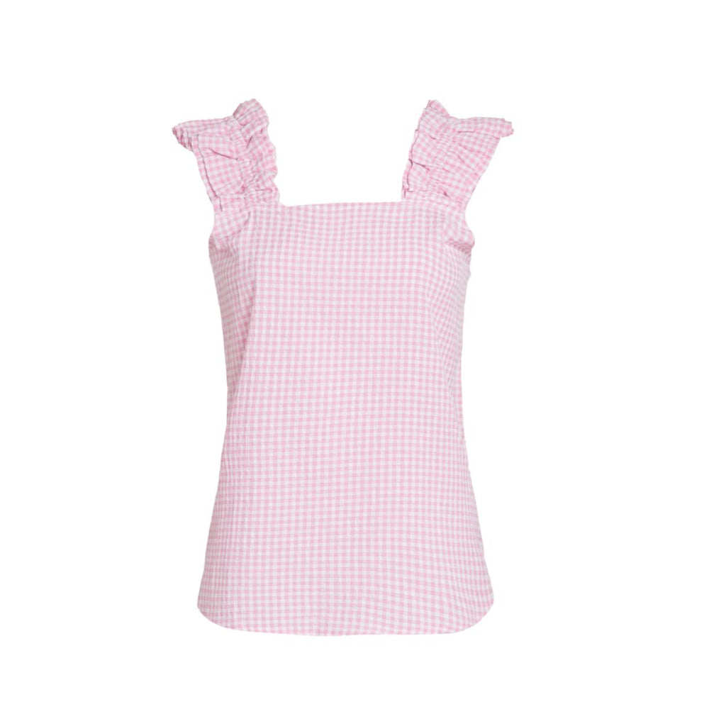 Caroline Ruffle Sleeveless Top - Pink Peony - Tank Top