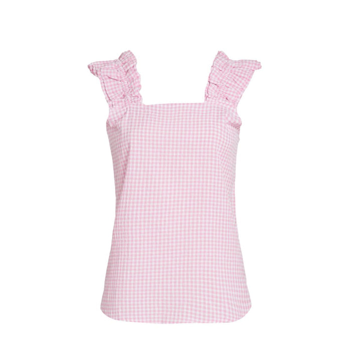 Caroline Ruffle Sleeveless Top - Pink Peony - Tank Top