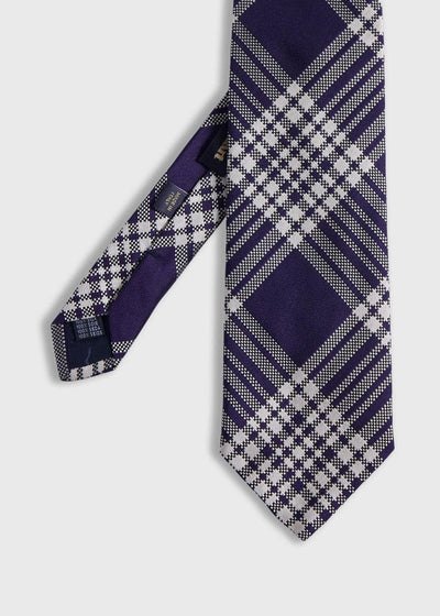 Woven Silk Plaid Tie - Purple