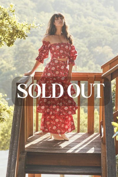 Casey Puff Sleeve Top - Scarlet/Ivory Rose Floral - FINAL SALE - Crop Top