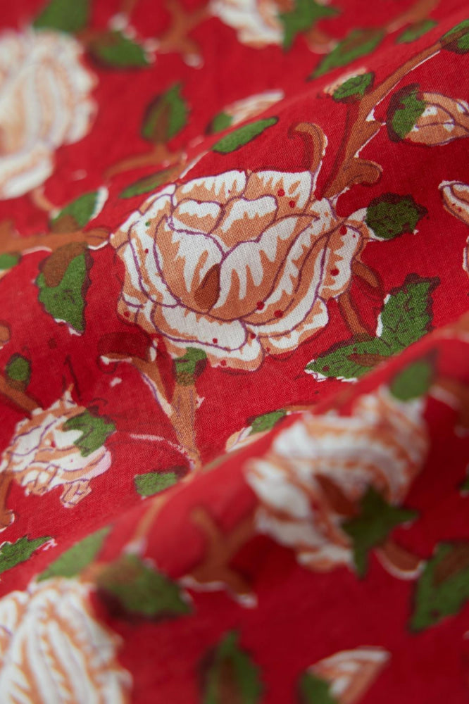 Casey Puff Sleeve Top - Scarlet/Ivory Rose Floral - FINAL SALE - Crop Top