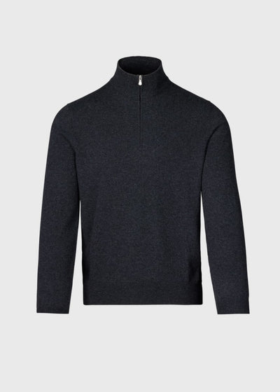 Cashmere 1/4 Zip Sweater - Dark Grey - S (38) - Sweater