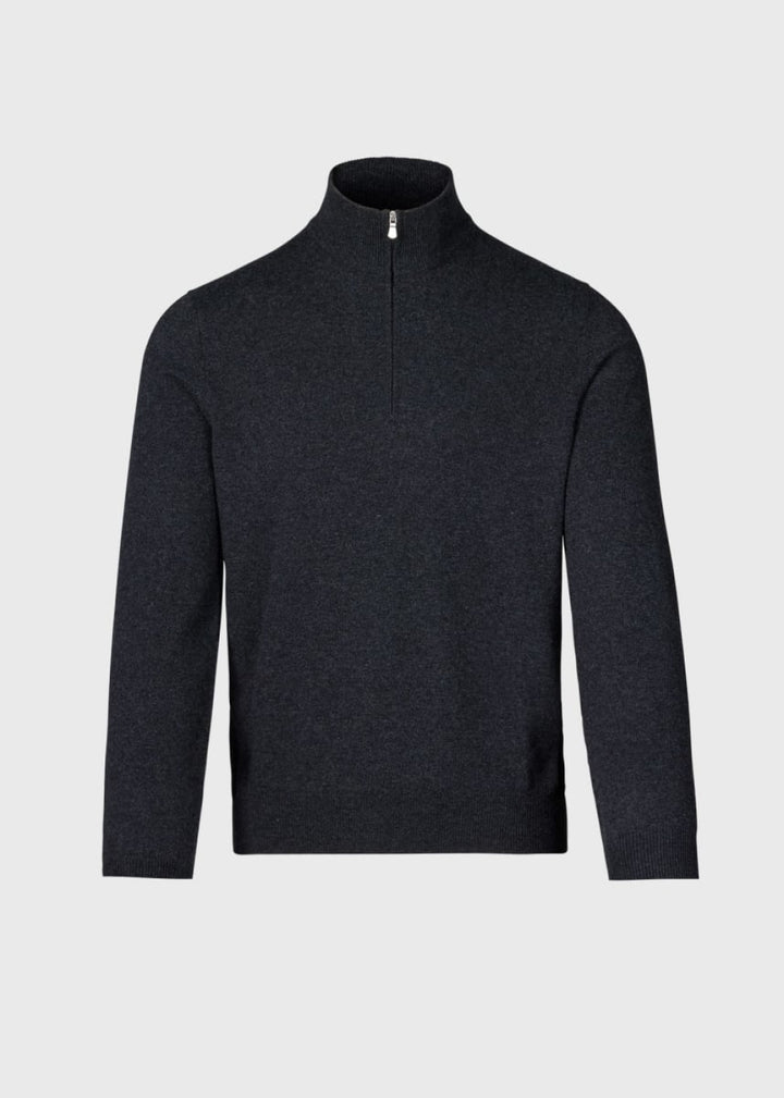 Cashmere 1/4 Zip Sweater - Dark Grey - S (38) - Sweater