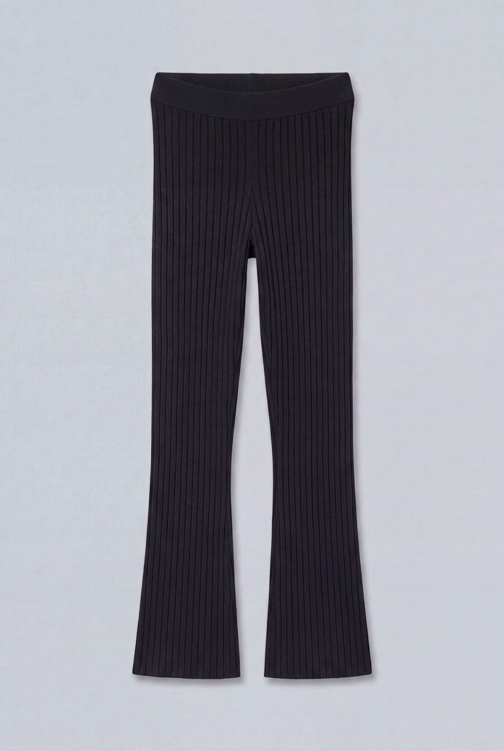Cashmere Blend Ribbed Pants - Black - Pants