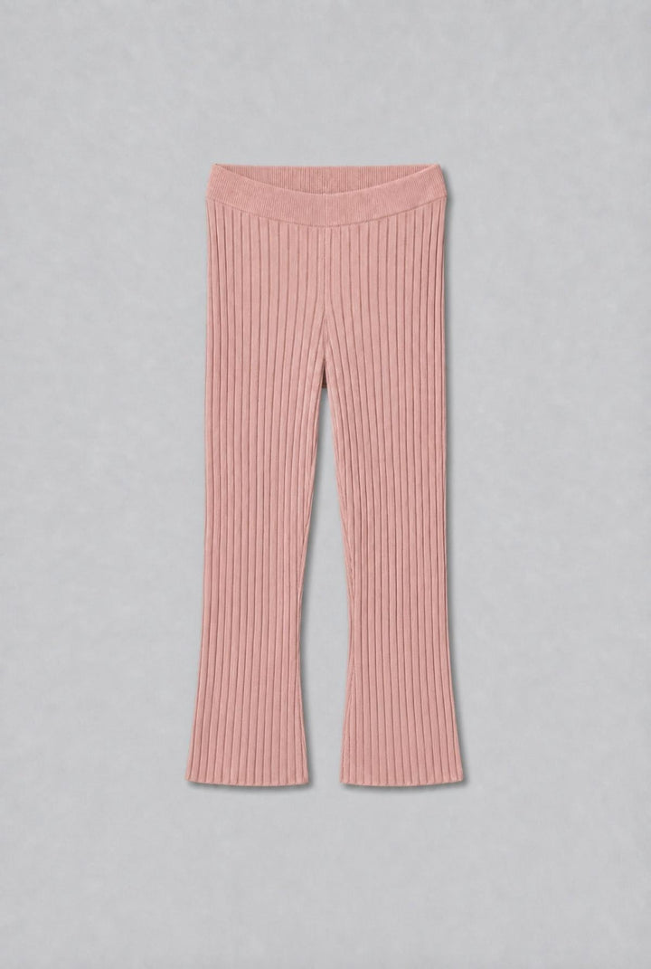 Cashmere Blend Ribbed Pants - Peach - Pants