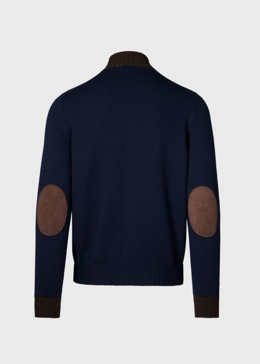 Cashmere Button Front Cardigan - Navy/Brown - S (38) - Cardigan