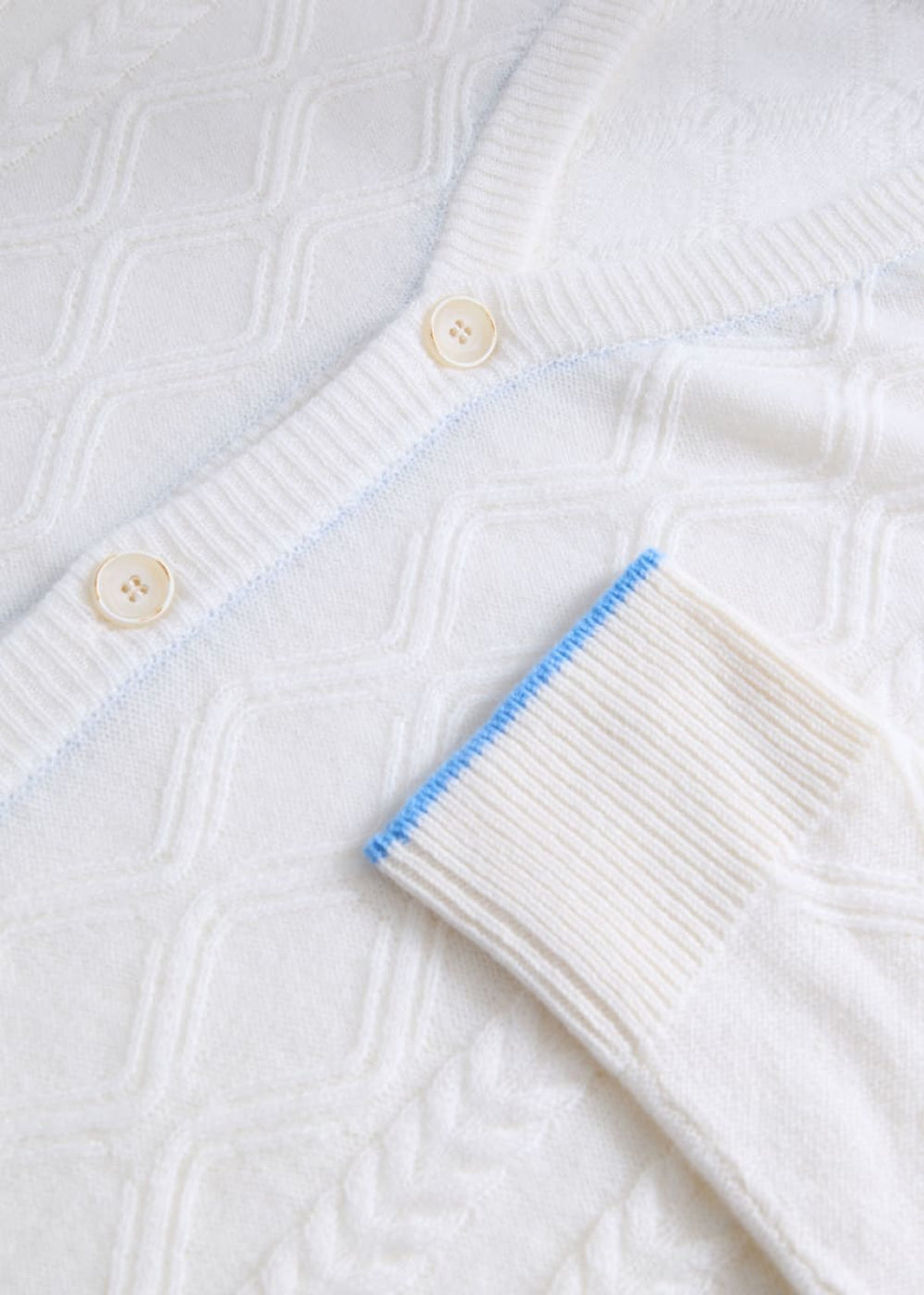 Cashmere Cable Cardigan - White - Cardigan