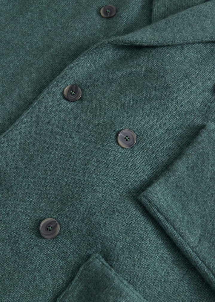 Cashmere Double-breasted Knit Blazer - Sage - Blazer