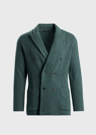 Cashmere Double-breasted Knit Blazer - Sage - Blazer