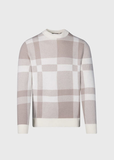 Cashmere Jacquard Crewneck Sweater - Light Grey - Sweater