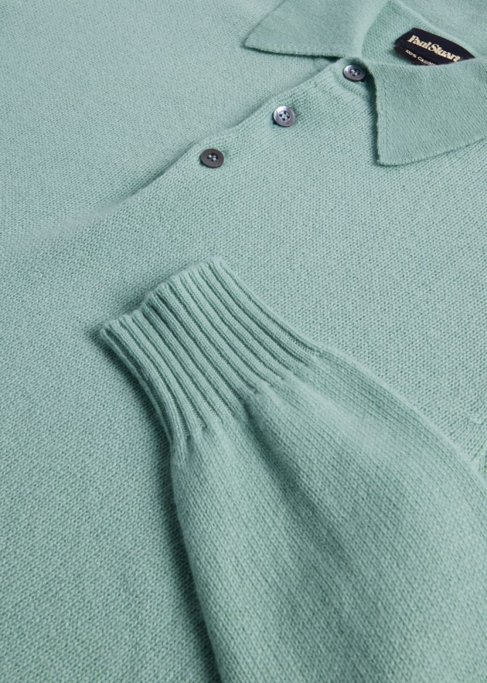 Cashmere Long Sleeve Polo - Sage - XXL (46) - Polo