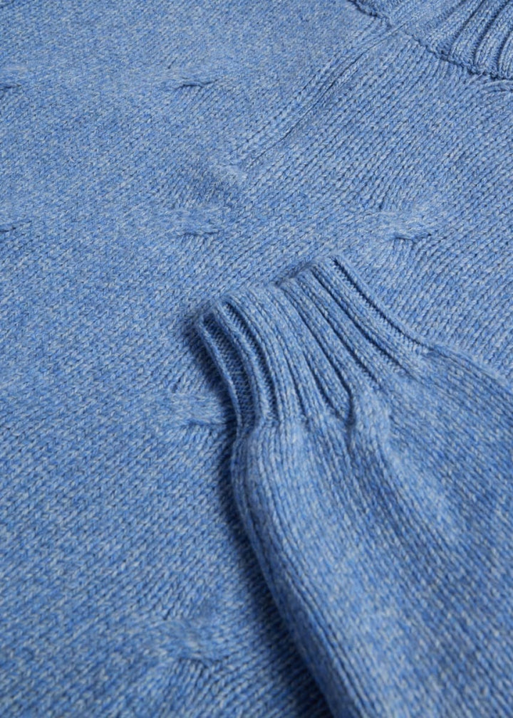 Cashmere Marled 1/4 Zip Sweater - Light Blue - S (38) - Sweater