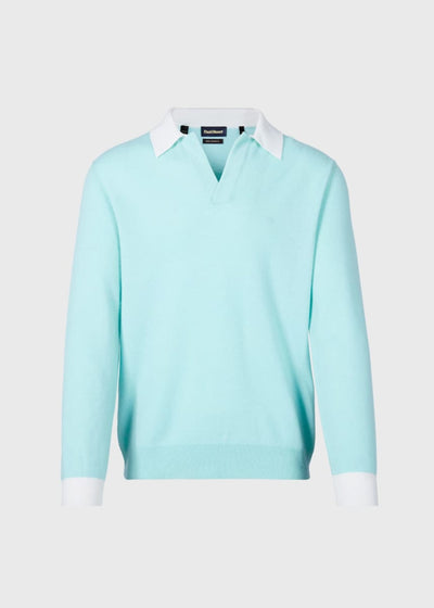 Cashmere Open Collar Polo - Mint - XXL (46) - Polo