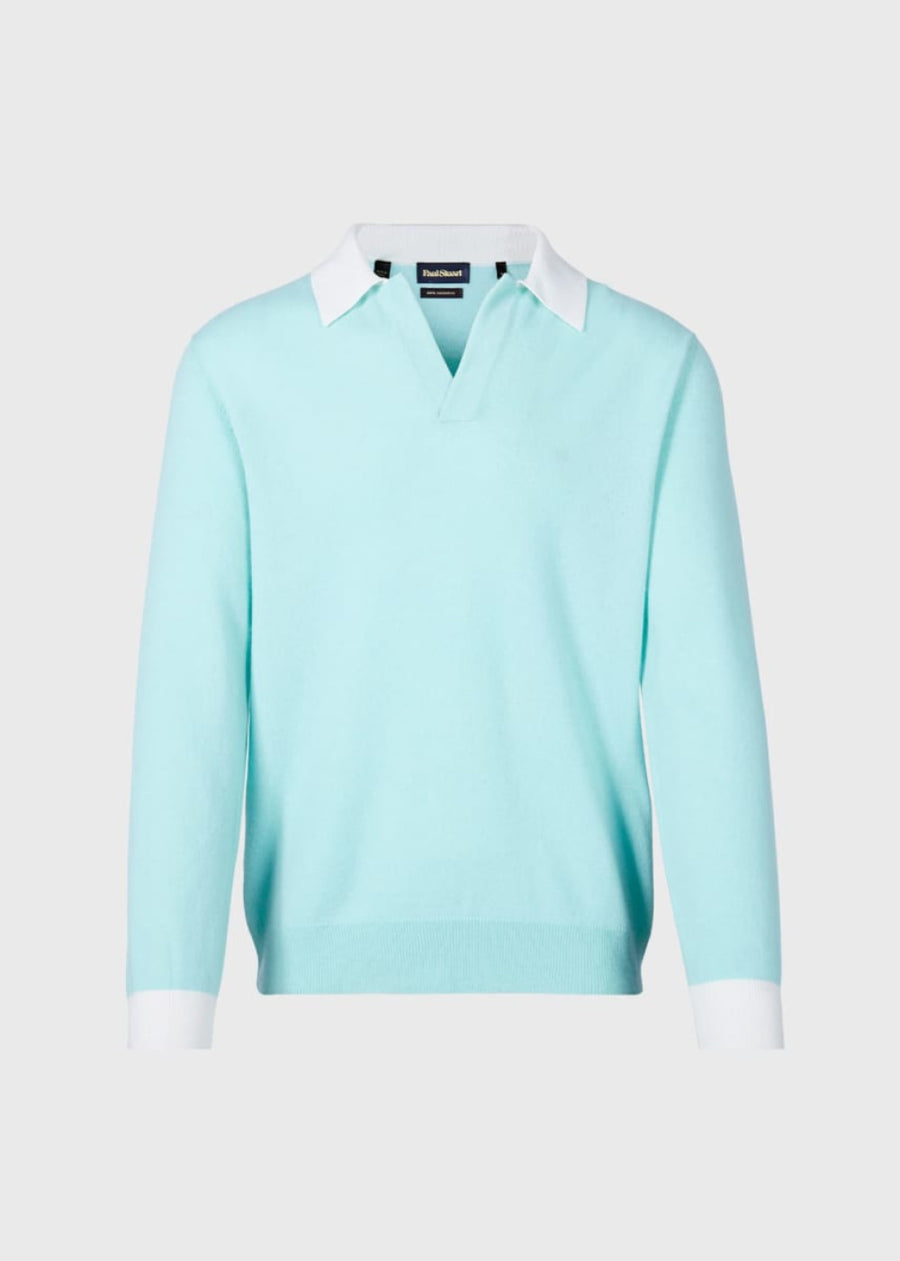 Cashmere Open Collar Polo - Mint - XXL (46) - Polo